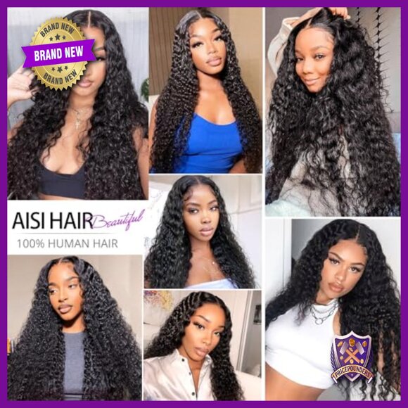 Deep Wave Lace Front Wig 180% Density 4x4 Closure Human Hair Glueless main image 5